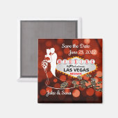 Save the Date Las Vegas 2 Inch Sq Magnet (Vorderseite/Rückseite)