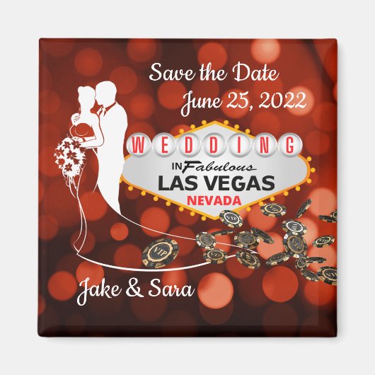 Save the Date Las Vegas 2 Inch Sq Magnet (Vorne)