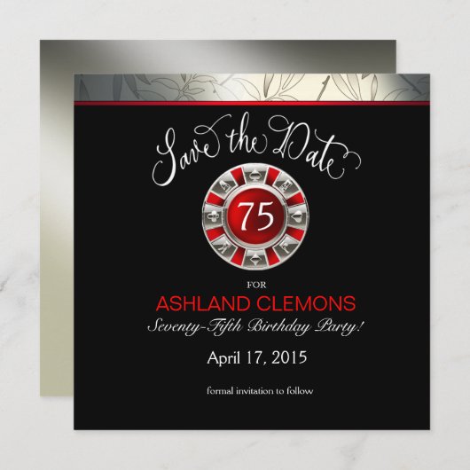 Save the Date Las Vegas Art Deco | Silberschwarz (Vorne/Hinten)