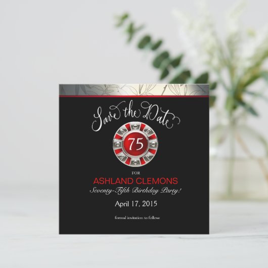 Save the Date Las Vegas Art Deco | Silberschwarz (Stehend Vorderseite)