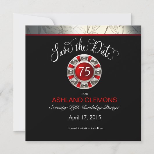 Save the Date Las Vegas Art Deco | Silberschwarz (Vorderseite)