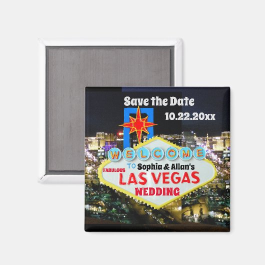 Save the Date Las Vegas Begrüßungssigne personalis Magnet (Vorderseite/Rückseite)