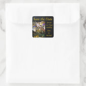 Save the Date Las Vegas Bride und Groom Quadratischer Aufkleber (Tasche)