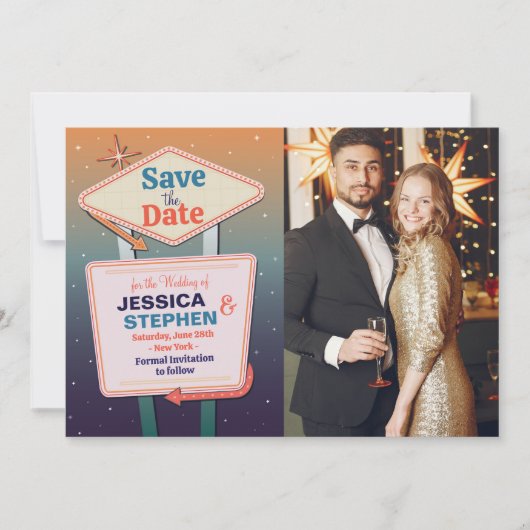 Save the Date Las Vegas Casino Foto Wedding (Vorderseite)