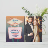 Save the Date Las Vegas Casino Foto Wedding (Stehend Vorderseite)