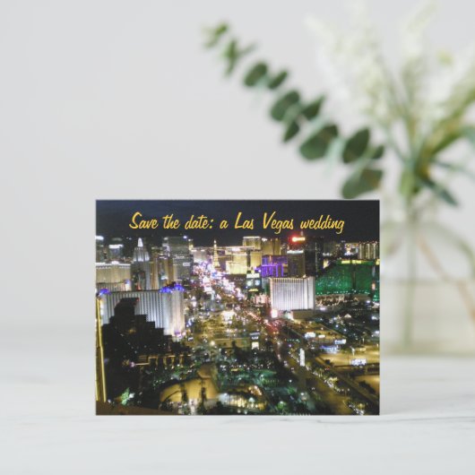 Save the Date Las Vegas Hochzeitspläne Ankündigungspostkarte (Stehend Vorderseite)