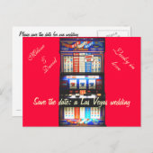 Save the Date Las Vegas Hochzeitszellenmaschine Ro Ankündigungspostkarte (Vorne/Hinten)