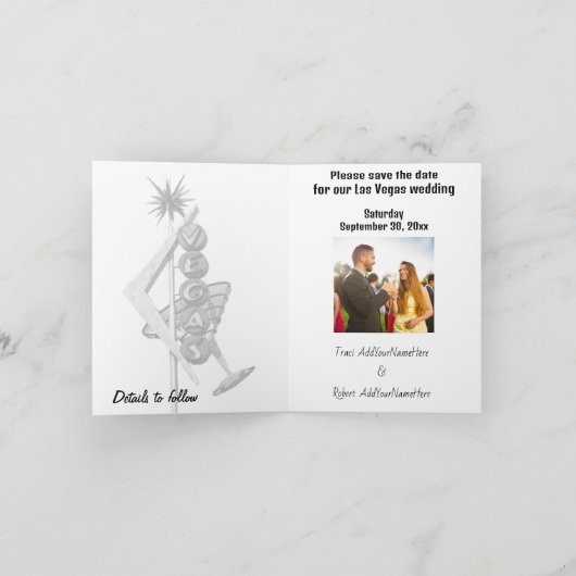 Save the Date Las Vegas Moderne Hochzeit Karte (Innenseite)