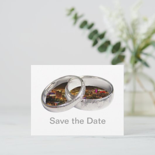 Save the Date Las Vegas Post "Bride & Groom Bands" Ankündigungspostkarte (Stehend Vorderseite)