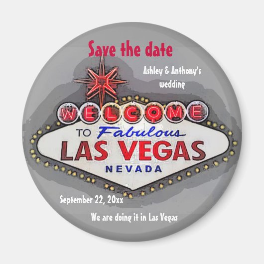 Save the Date Las Vegas Silver Gray Magnet (Vorne)