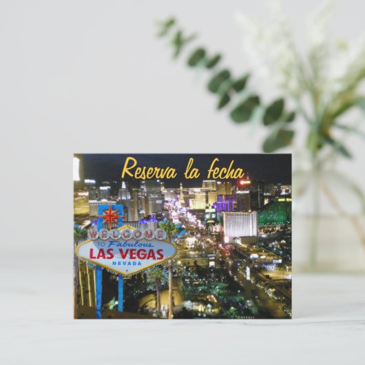 Save the Date Las Vegas Spanisch Ankündigungspostkarte (Stehend Vorderseite)