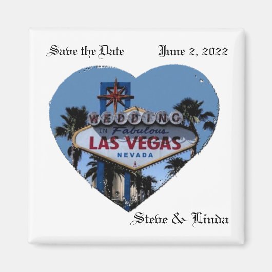 Save the Date Las Vegas Wedding 2 Inch Sq Magnet (Vorne)