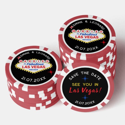 Save the Date Las Vegas Wedding Favor Pokerchips (Stapel)