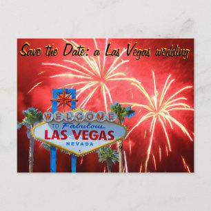 Save the Date Las Vegas Wedding Fireworks Ankündigungspostkarte