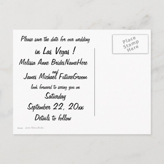 Save the Date Las Vegas Wedding Fireworks Ankündigungspostkarte (Rückseite)