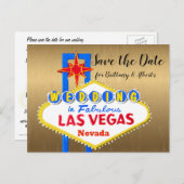 Save the Date Las Vegas Wedding Gold Ankündigungspostkarte (Vorne/Hinten)