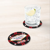 Save the Date Las Vegas Wedding Poker Chip Runder Pappuntersetzer (Vor Ort)