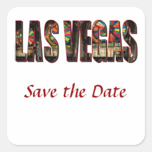 Save the Date Las Vegas Wedding Quadratischer Aufkleber