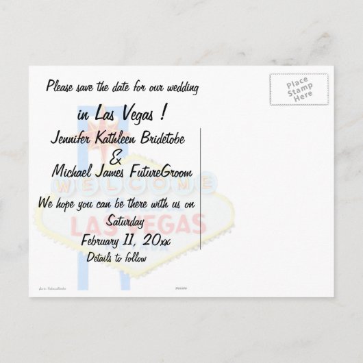 Save the Date Las Vegas Weddings Hübsch Pink Ankündigungspostkarte (Rückseite)