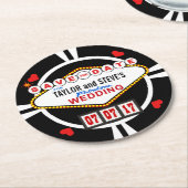 Save the Date Las- Vegashochzeits-Poker-Chip Runder Pappuntersetzer (Angewinkelt)