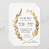 Save the Date Laurel Wreath Olive Leaf Imitats Gol (Vorne/Hinten)