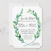 Save the Date Laurel Wreath Olive Leaf Zweigstelle (Vorderseite)
