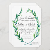 Save the Date Laurel Wreath Olive Leaf Zweigstelle (Vorne/Hinten)