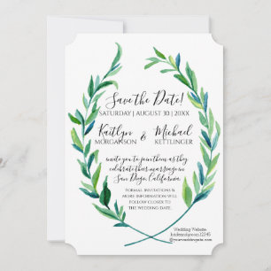 Save the Date Laurel Wreath Olive Leaf Zweigstelle