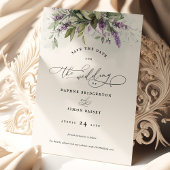 Save the Date Lavender Greenerity Script Wedding Einladung