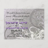 Save the Date Lavender Hearts Ankündigungspostkarte (Rückseite)