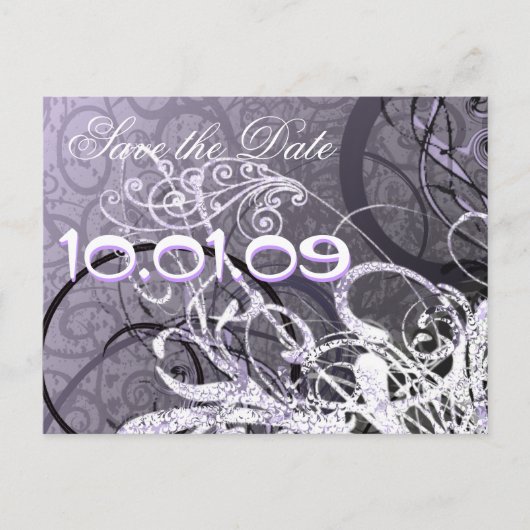 Save the Date Lavender Hearts Ankündigungspostkarte (Vorderseite)