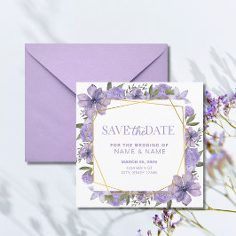 Save the Date Lavender Lila Gold Floral Wedding Einladung