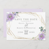 Save The Date | Lavender Watercolor Peony Blume Einladung (Vorne/Hinten)