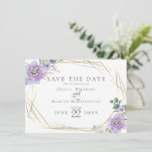 Save The Date | Lavender Watercolor Peony Blume Einladung (Stehend Vorderseite)