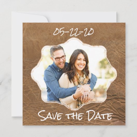 Save the Date Leather Theme (Vorderseite)