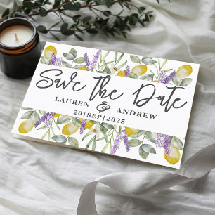 Save the Date Lemons & Lavender Wedding Postkarte