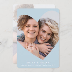 SAVE THE DATE lgbtq modernes Foto Baby Blau Einladung