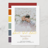 Save the Date LGBTQ Rainbow Personalisiertes Foto (Vorne/Hinten)