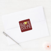Save the Date Liebe Hochzeit rot Quadratischer Aufkleber (Umschlag)