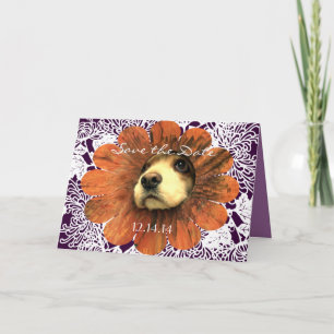 Save the Date Liebe Peeking aus einer Blume Ankündigung