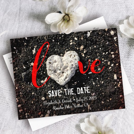 Save the Date Liebe Script Hawaii Beach Heart Foto Ankündigungspostkarte