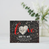 Save the Date Liebe Script Hawaii Beach Heart Foto Ankündigungspostkarte (Stehend Vorderseite)