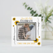 Save the Date Liebe und goldene Sonnenblumen Einladung (Stehend Vorderseite)