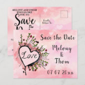 Save the Date Liebe und Herz Postkarte (Vorne/Hinten)