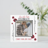 Save the Date Liebe und rote Blume Einladung (Stehend Vorderseite)