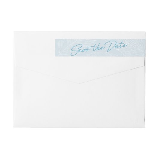 Save the Date Light Blue Tropical Palm Blätter (Rückseite)