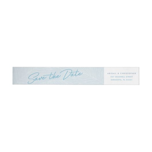 Save the Date Light Blue Tropical Palm Blätter (Person)