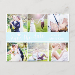 SAVE THE DATE Light Blue Wedding 6 FOTO Postcard Ankündigungspostkarte