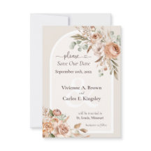 Save the Date Light Earth Tone Boho Floral Foto