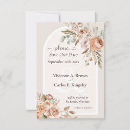 Save the Date Light Earth Tone Boho Floral Foto